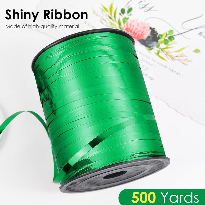 VISPAD Green Metallic Ribbon - Iridescent Crimped, 500 Yards for Crafts, Gift Wrapping, Balloons, Florist (1 Roll) - Image 2